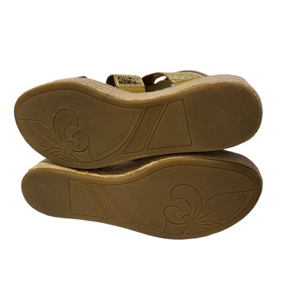 Franco Sarto Palms Espadrille Wedge Sandals Womens 8.5‎ M Gold Buckle Gladiator - Picture 6 of 16